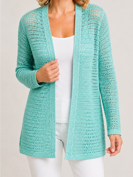 J. Jill Sweaters - J Jill Cotton Crochet Cardigan Mint Green Open Knit Beach Cover Up Size M